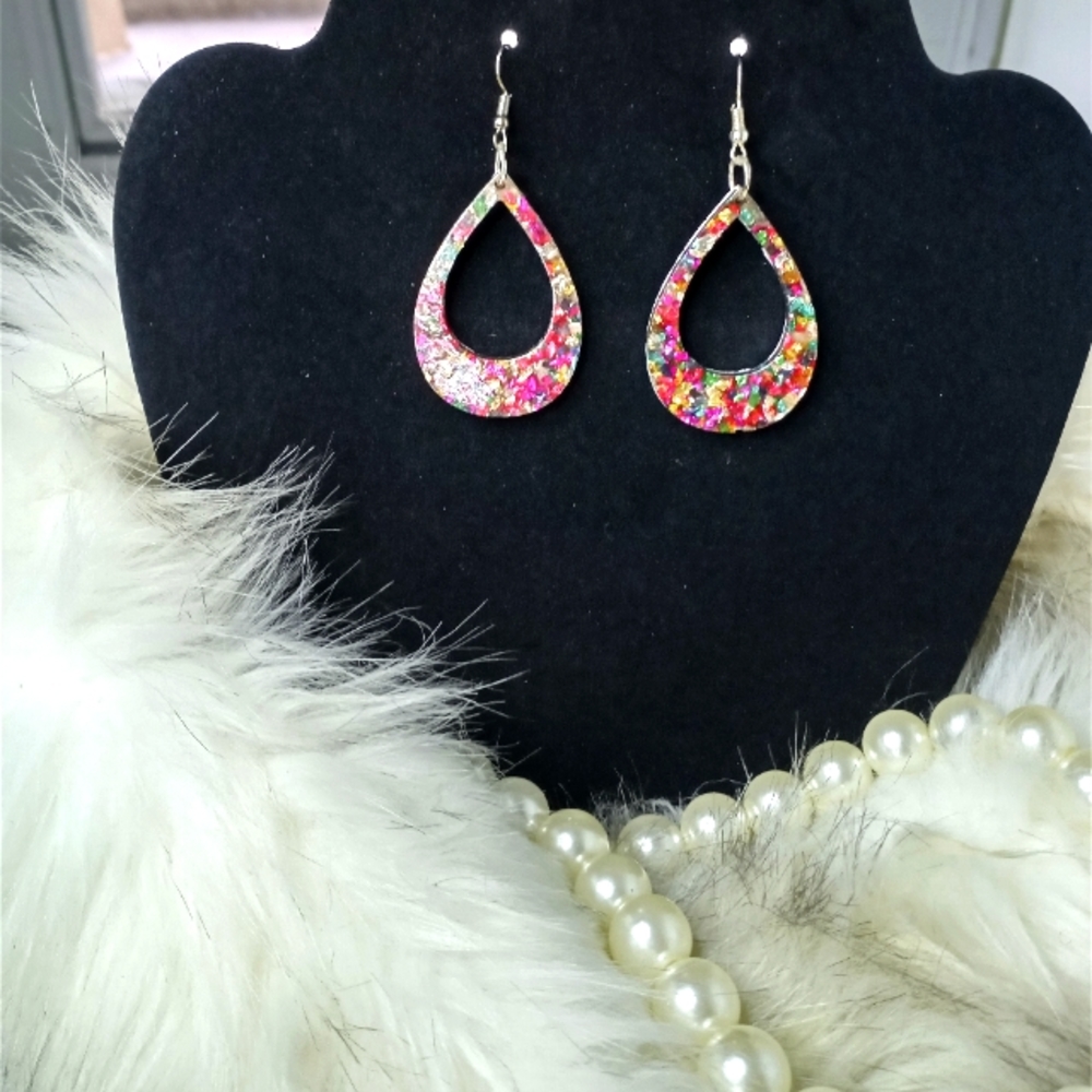 Colorful custom made resin earrings